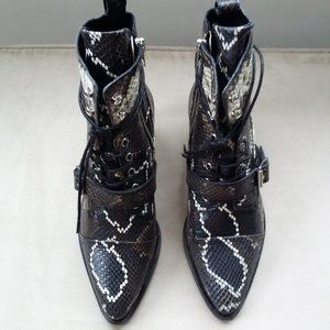 NEW Allsaints Katy Snake Embossed Leather Boot